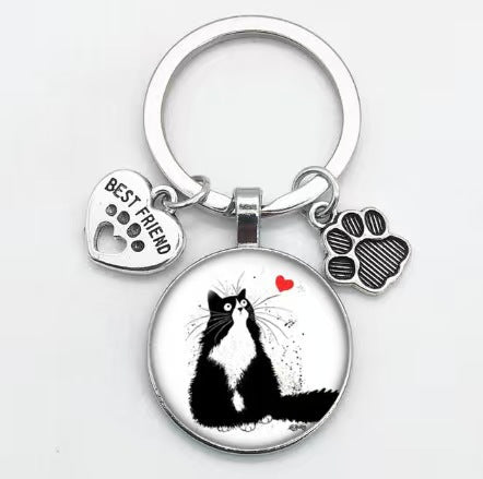 Retro Style Colorful Animal Paw Keychain