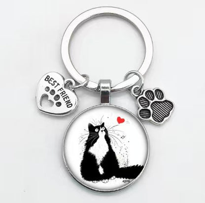 Retro Style Colorful Animal Paw Keychain