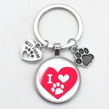 Retro Style Colorful Animal Paw Keychain
