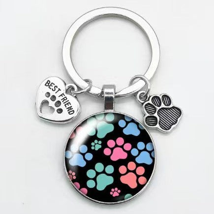 Retro Style Colorful Animal Paw Keychain