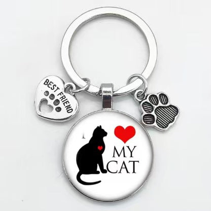 Retro Style Colorful Animal Paw Keychain