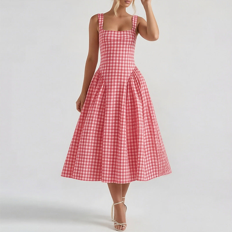 Retro-style dopamine slip dress