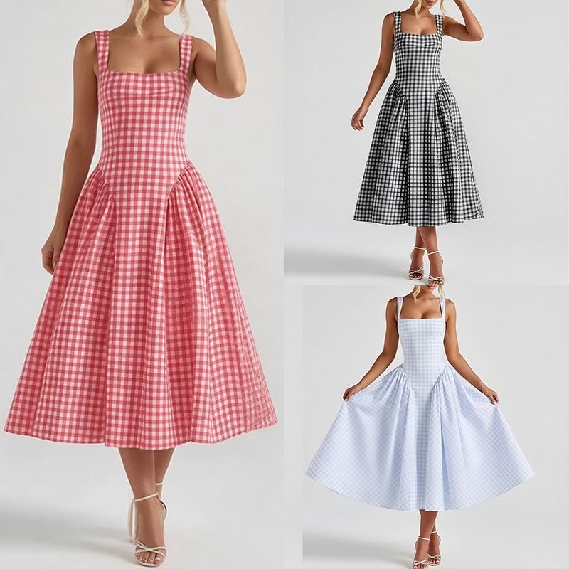 Retro-style dopamine slip dress