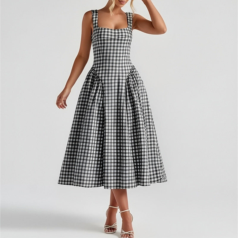 Retro-style dopamine slip dress