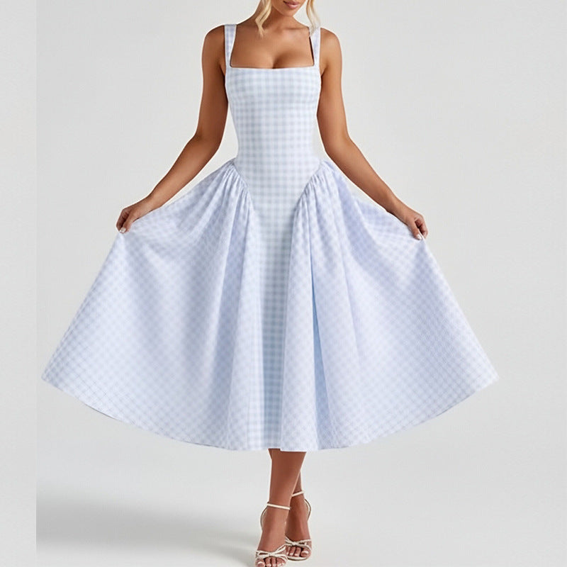 Retro-style dopamine slip dress