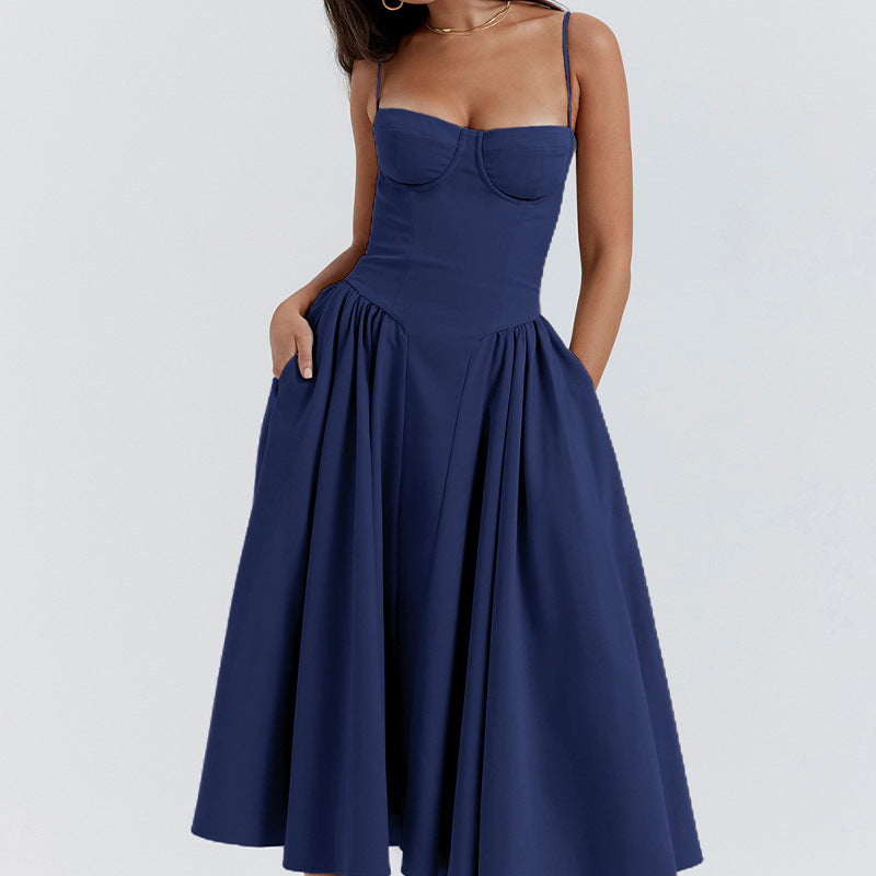 Retro-style dopamine slip dress