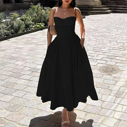 Retro-style dopamine slip dress