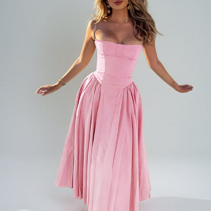 Retro-style dopamine slip dress