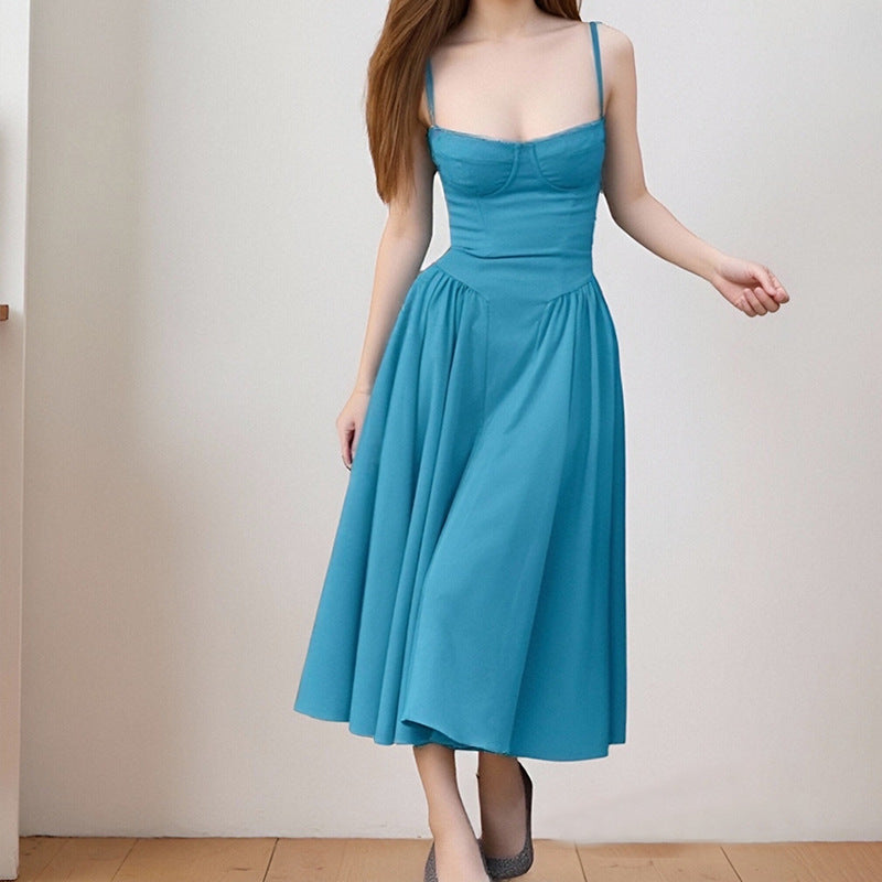 Retro-style dopamine slip dress
