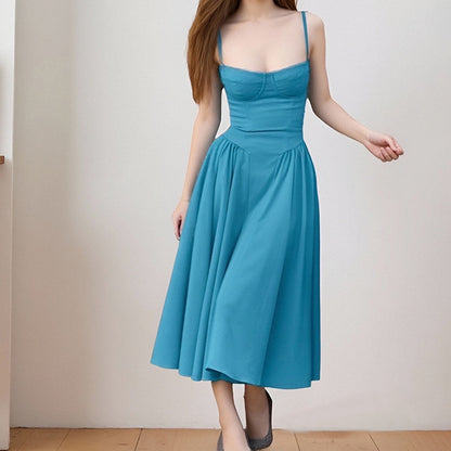 Retro-style dopamine slip dress