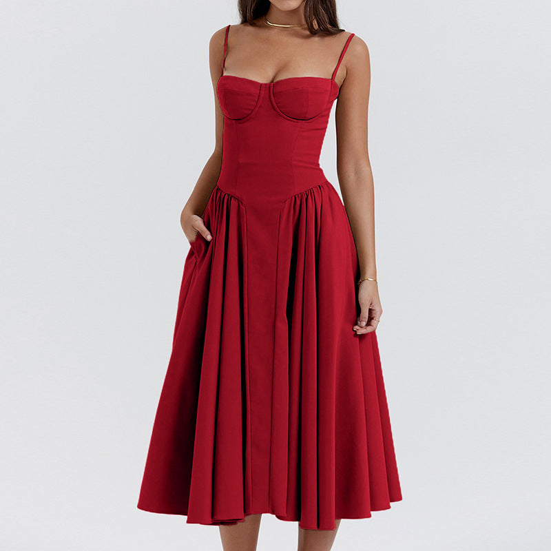 Retro-style dopamine slip dress