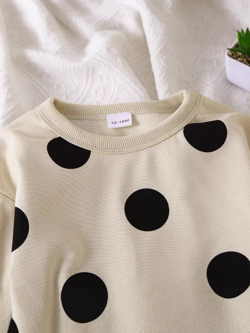 Retro-style fashionable children's round neck pullover top