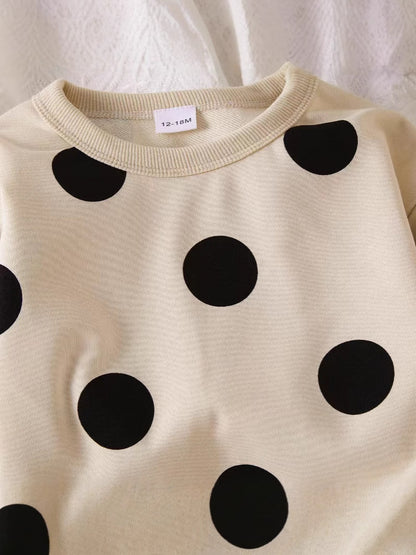 Retro-style fashionable children's round neck pullover top