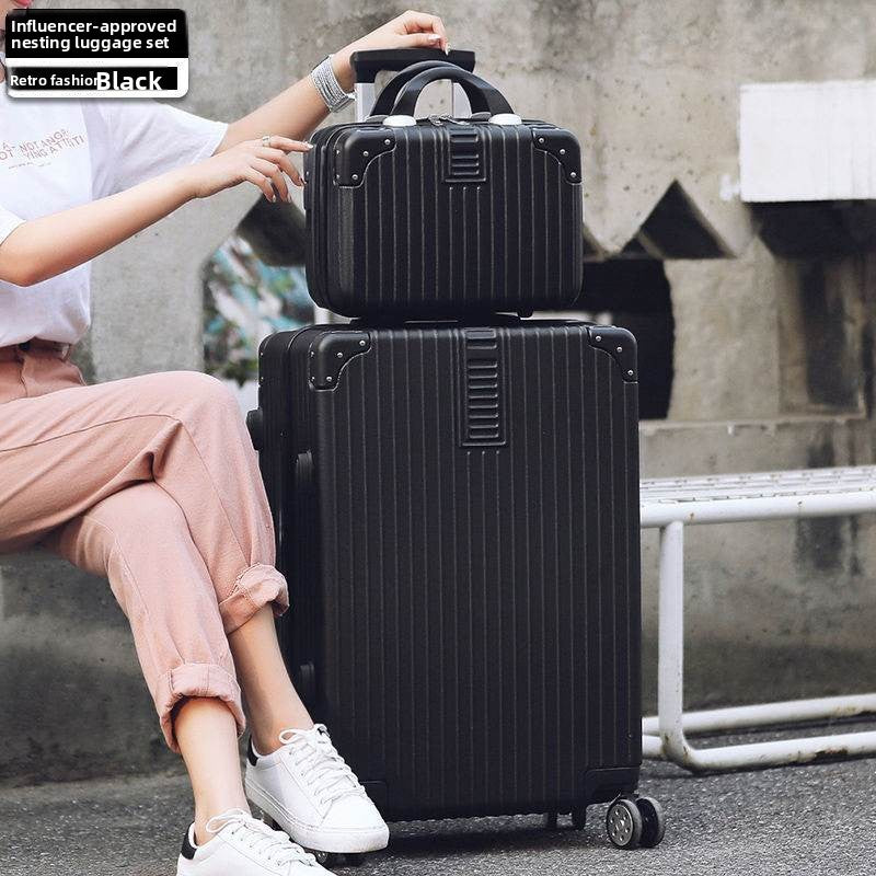 Retro Style Luggage Suitcase with Scratch Resistant Zipper