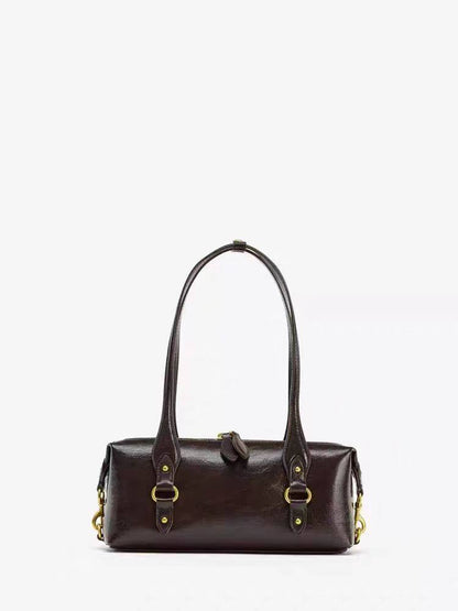 Retro Style Metal Buckle Boston Bag