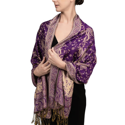 Retro Style Tassel Shawl for Women, Paisley Scarf, Air-Conditioned Room Cape for Warmth
