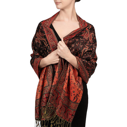 Retro Style Tassel Shawl for Women, Paisley Scarf, Air-Conditioned Room Cape for Warmth