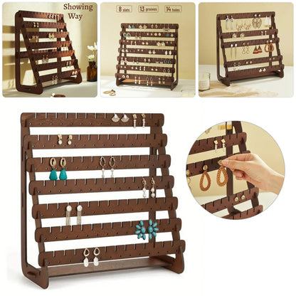 Retro-style wooden earring holder