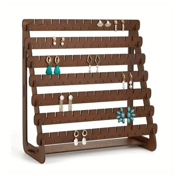Retro-style wooden earring holder