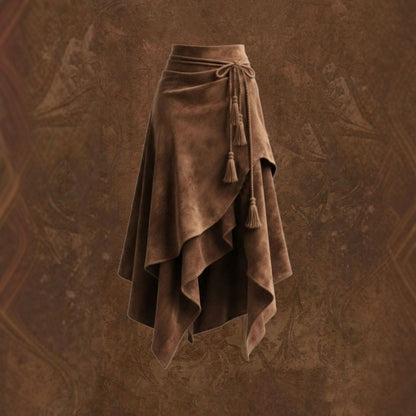 Retro Suede Flared Skirt for Women
