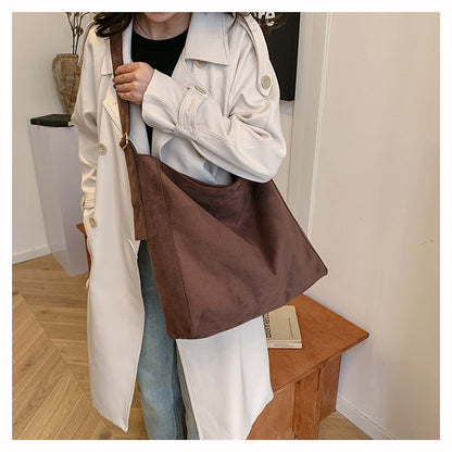Retro Suede Tote Bag with Adjustable Strap