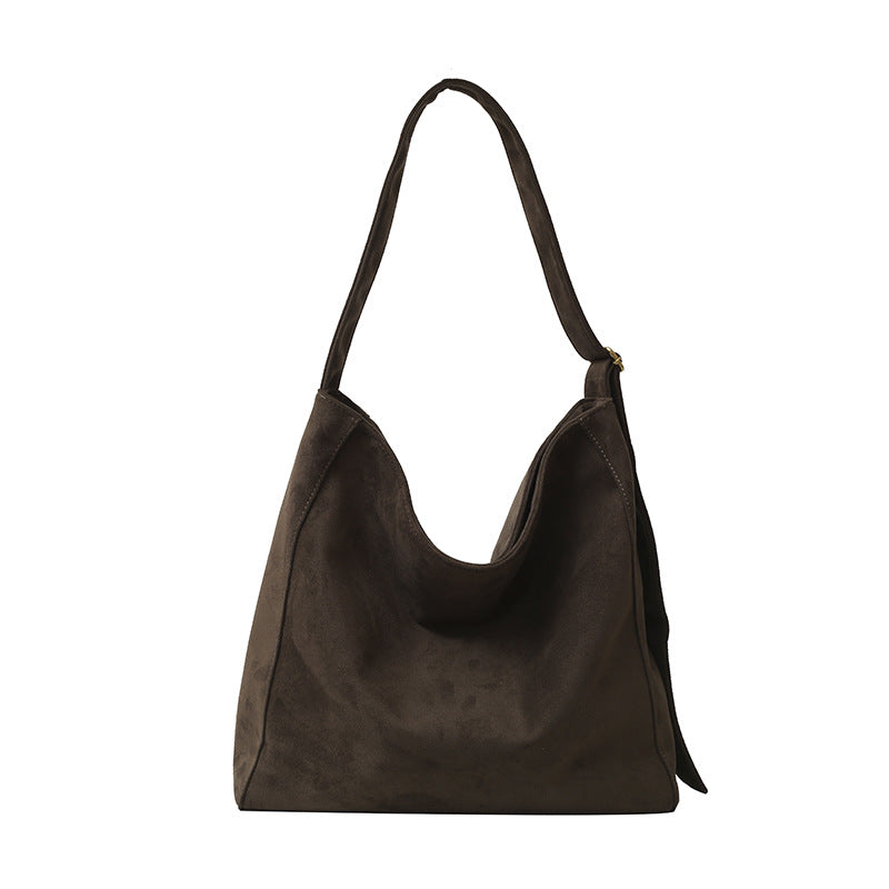 Retro Suede Tote Bag with Adjustable Strap