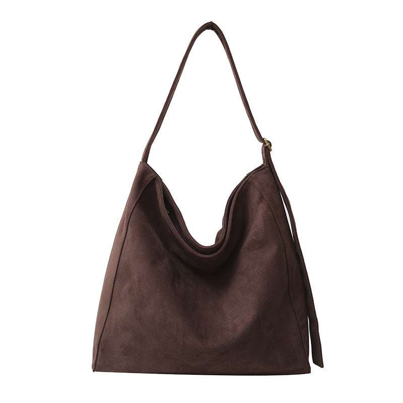 Retro Suede Tote Bag with Adjustable Strap