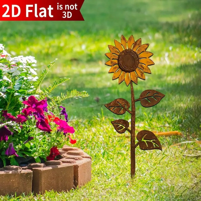 Retro Sunflower Metal Garden Ground Stake