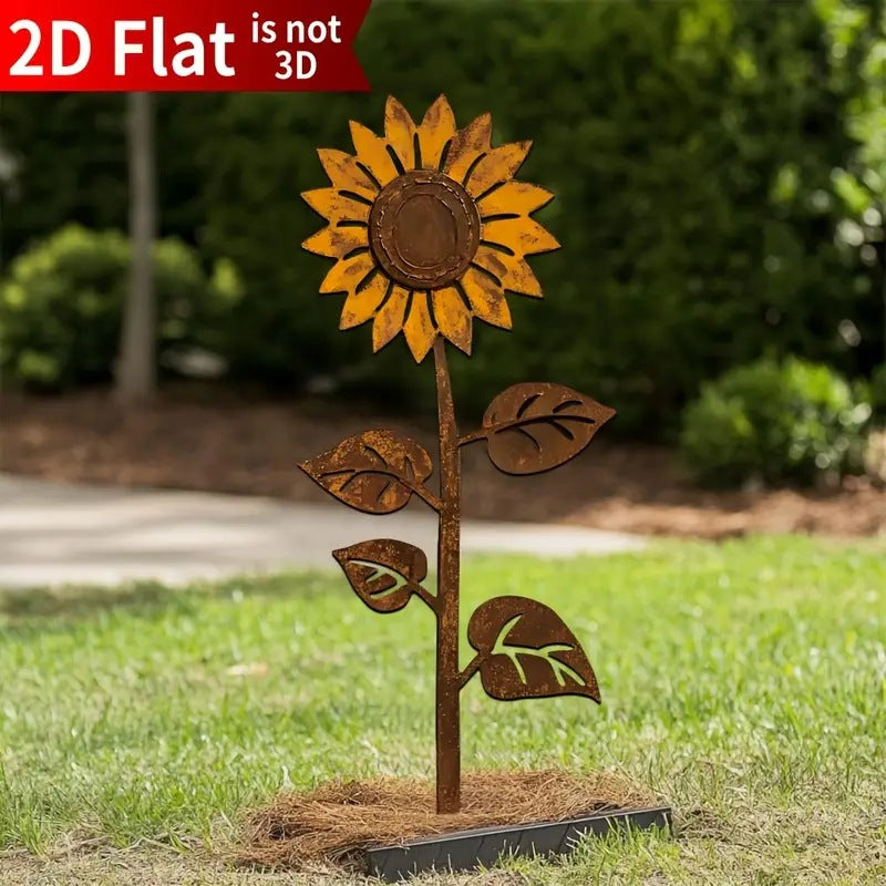 Retro Sunflower Metal Garden Ground Stake