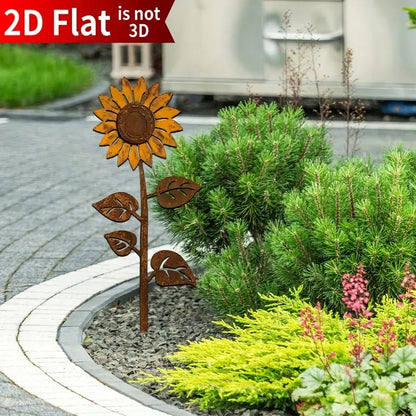Retro Sunflower Metal Garden Ground Stake