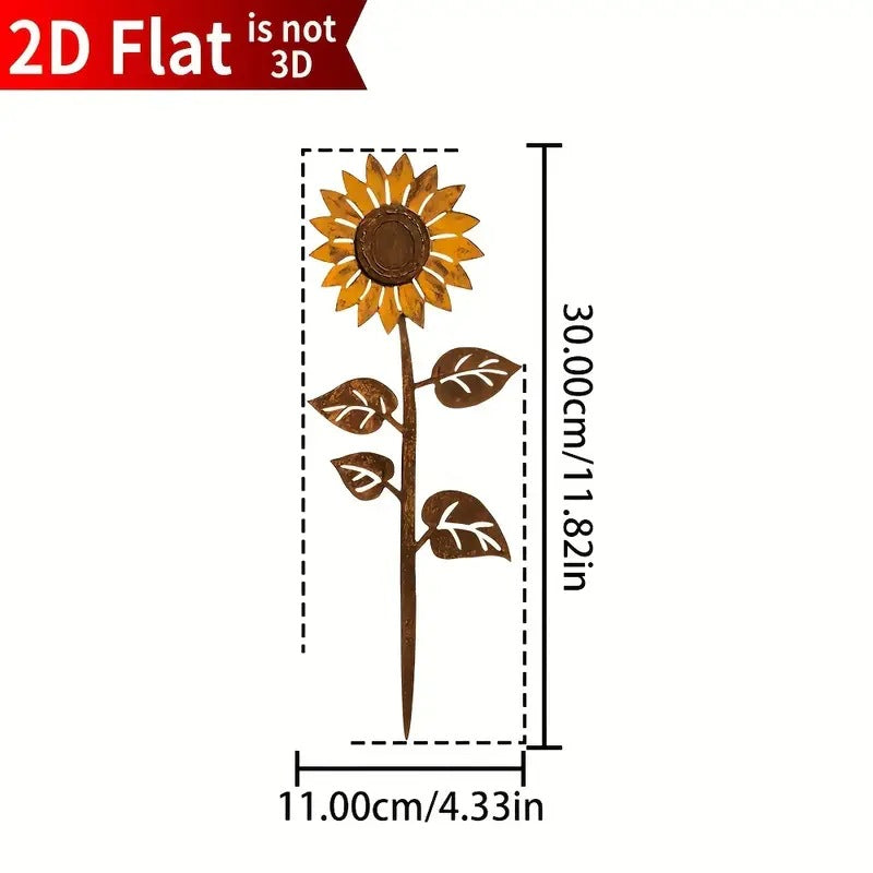Retro Sunflower Metal Garden Ground Stake