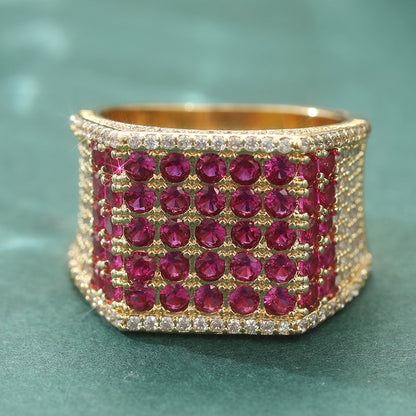 Retro Synthetic Ruby Gold Plated Ring