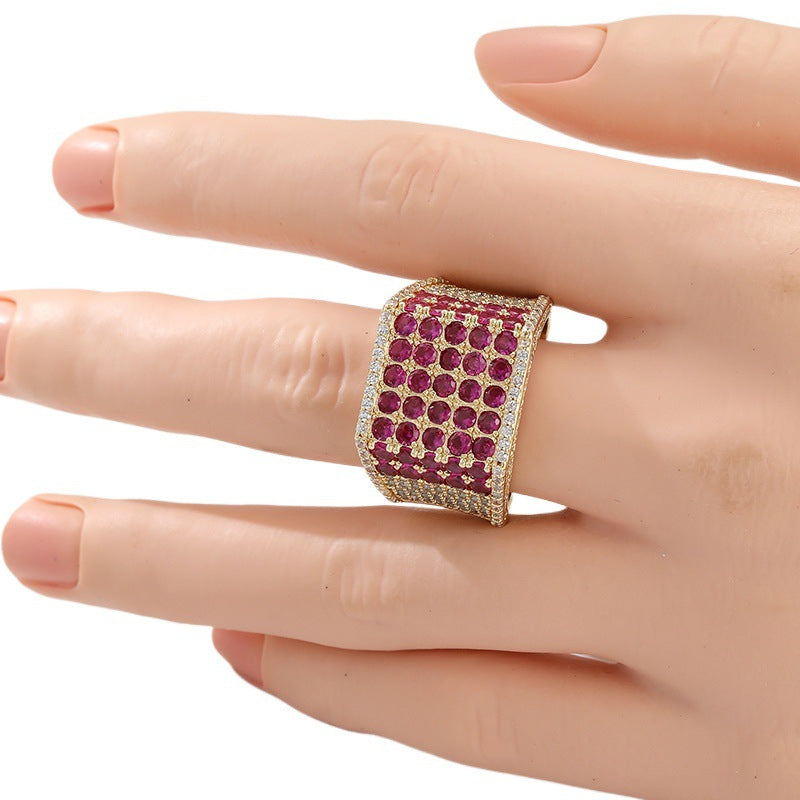 Retro Synthetic Ruby Gold Plated Ring