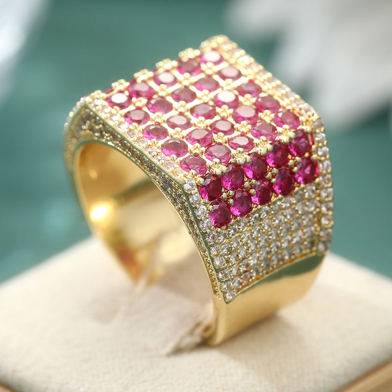 Retro Synthetic Ruby Gold Plated Ring