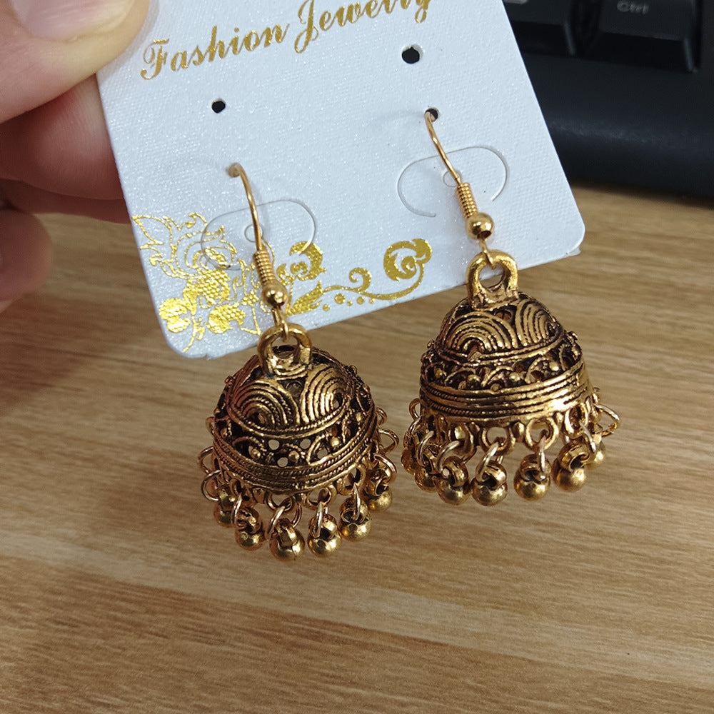 Retro Tassel Bell Earrings with Zircon