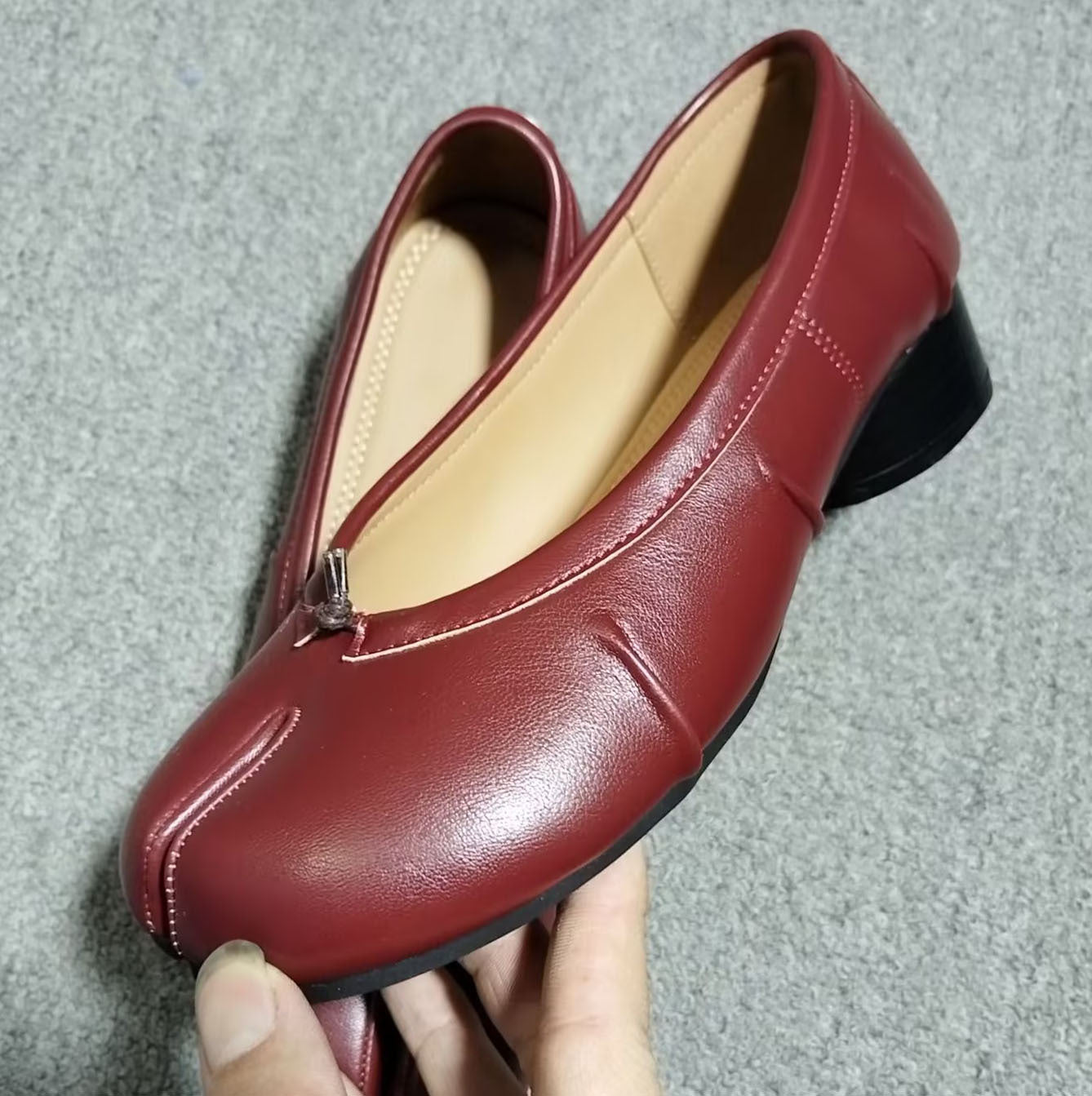 Retro Thick Heel Pleated Pig's Trotters Shoes