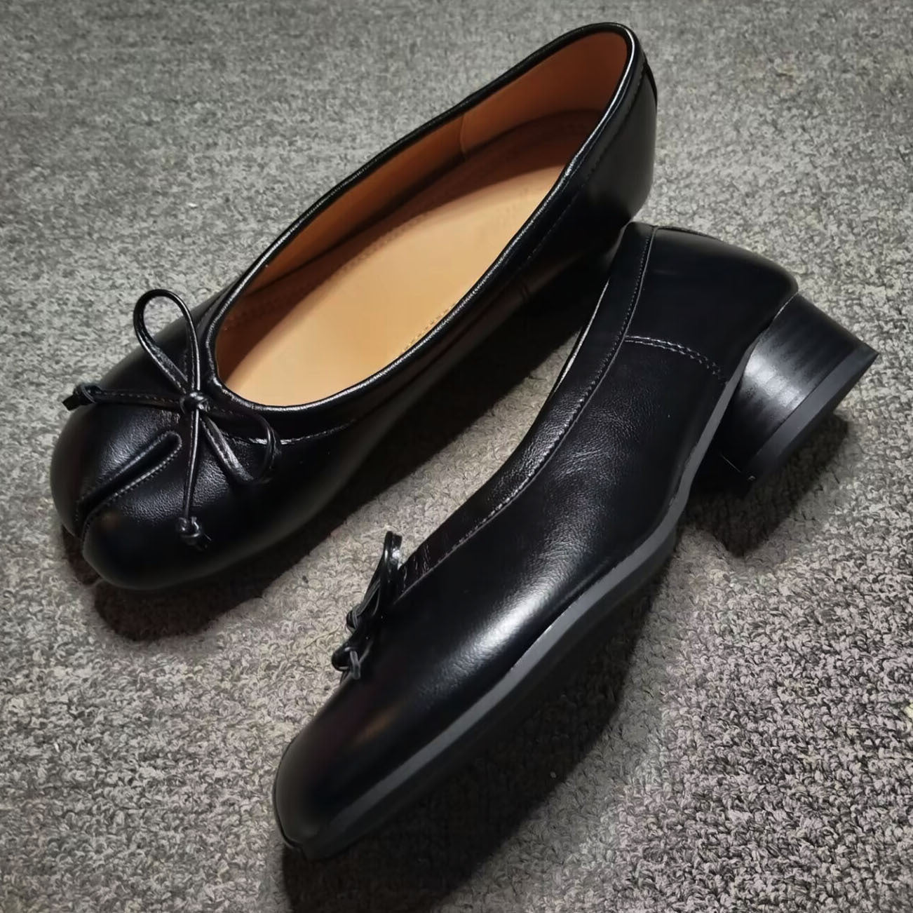 Retro Thick Heel Pleated Pig's Trotters Shoes