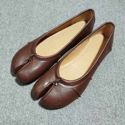 Retro Thick Heel Pleated Pig's Trotters Shoes