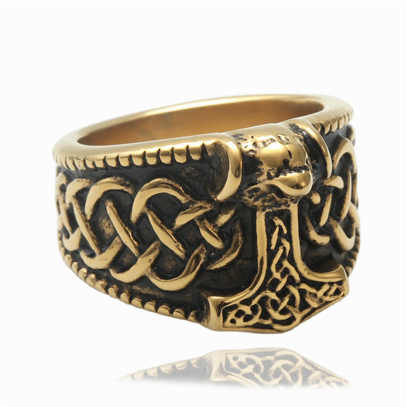 Retro Thor Hammer Titanium Steel Ring