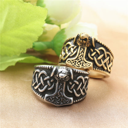 Retro Thor Hammer Titanium Steel Ring