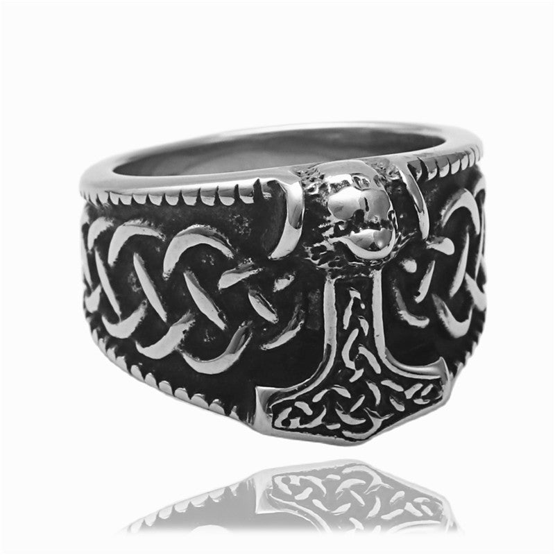 Retro Thor Hammer Titanium Steel Ring