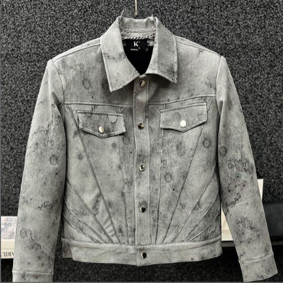 Retro tie-dye short coat for men