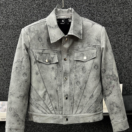 Retro tie-dye short coat for men