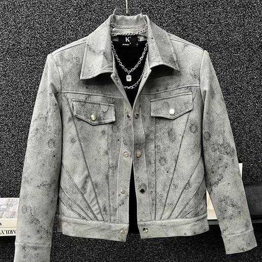 Retro tie-dye short coat for men