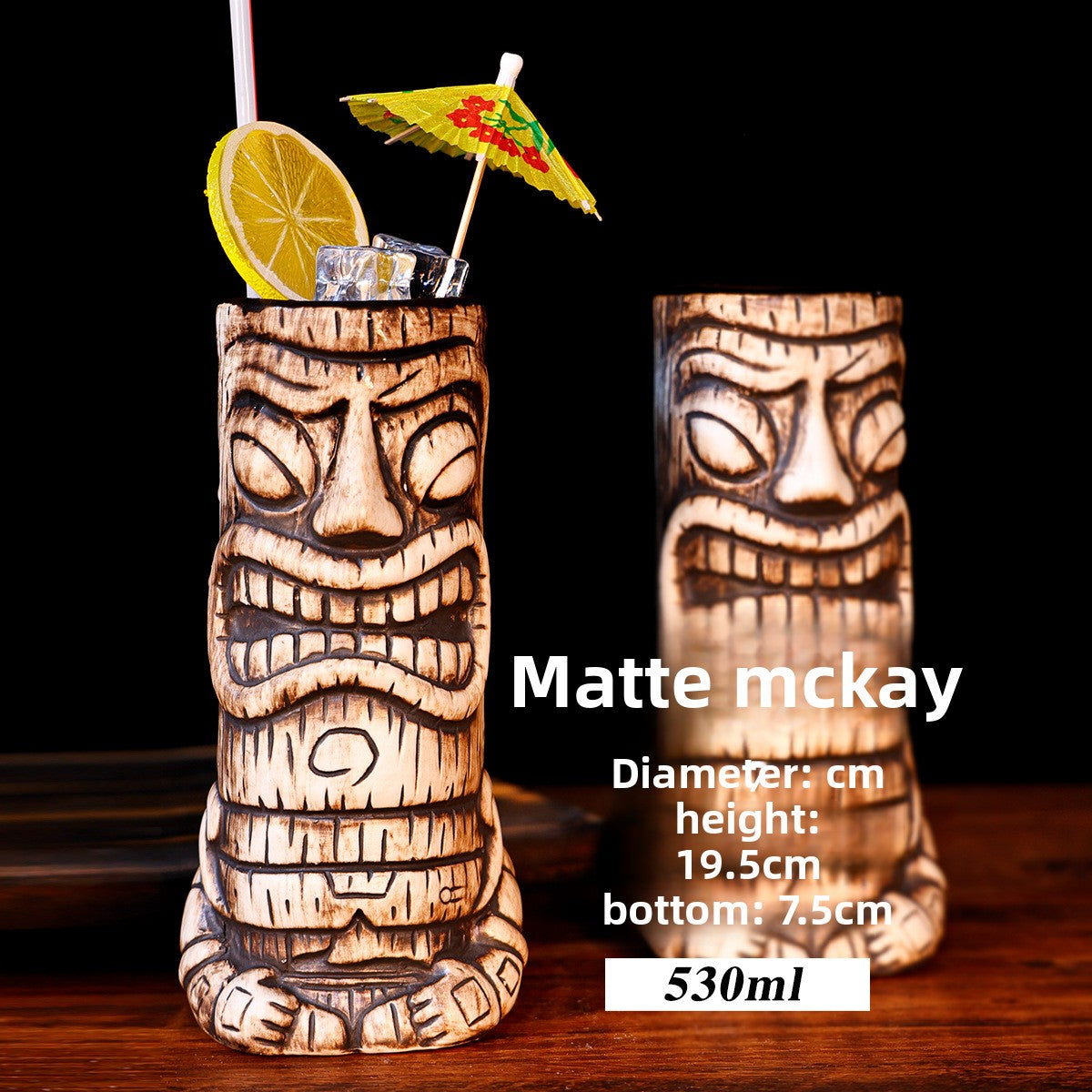 Retro Tiki Themed Ceramic Cocktail Cup