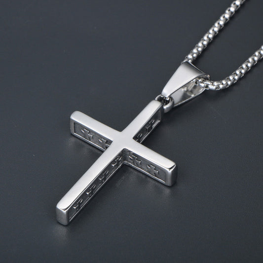 Retro Titanium Steel Cross Pendant Necklace