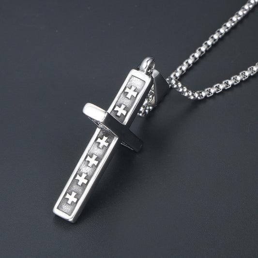 Retro Titanium Steel Cross Pendant Necklace