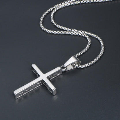 Retro Titanium Steel Cross Pendant Necklace