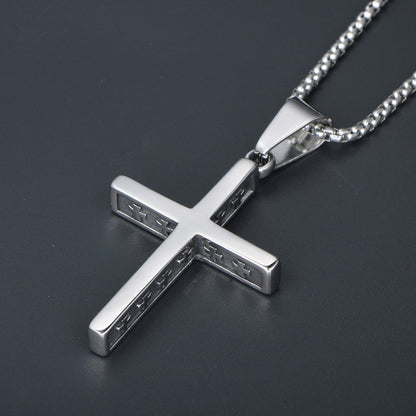 Retro Titanium Steel Cross Pendant Necklace