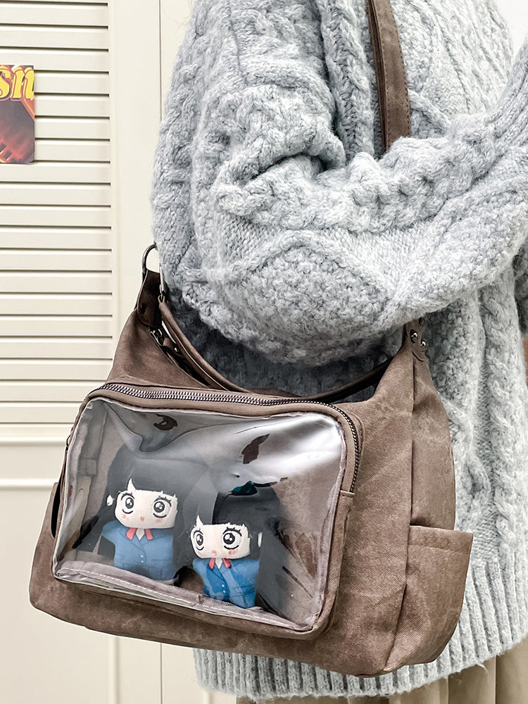 Retro Transparent Shoulder Tote Bag